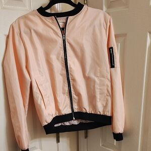 Zeagoo Blush Bomber Jacket with Black Trim